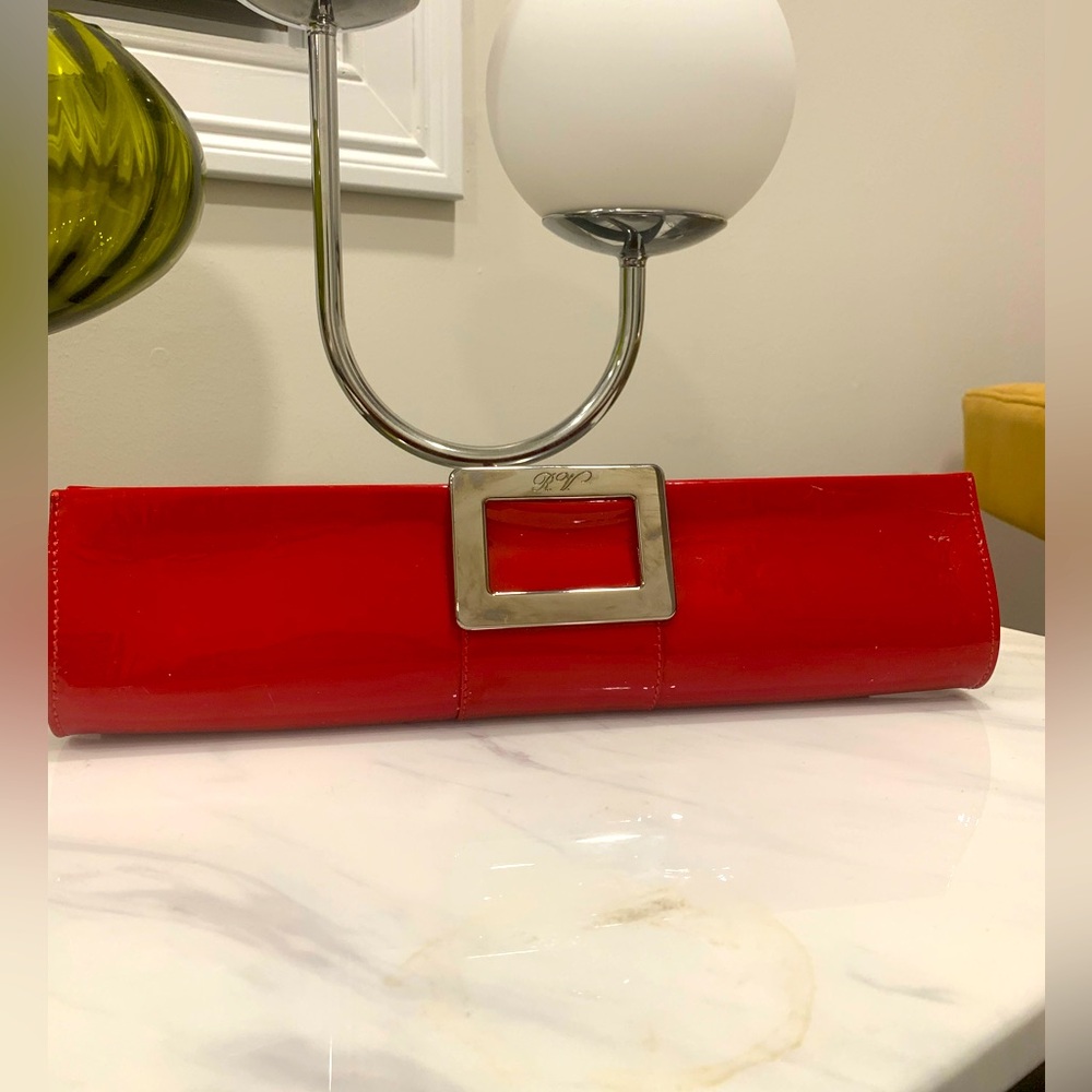 Roger Vivier Tube Clutch Vintage Patent Red